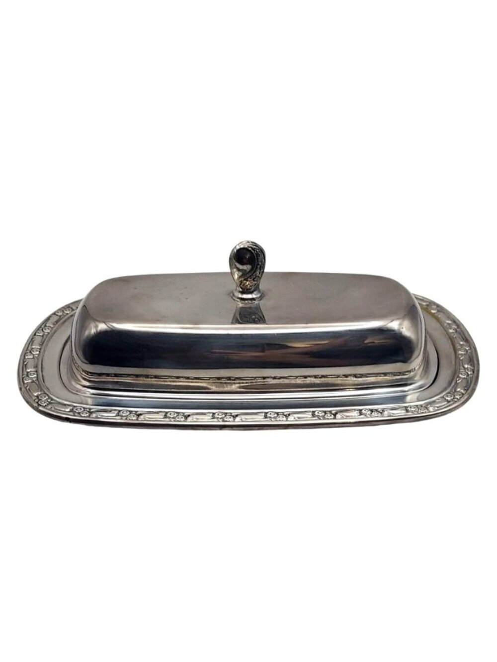 Oneida Silversmiths Silver Plated Butter Dish w/ Glass Insert & Lid Vintage USA
